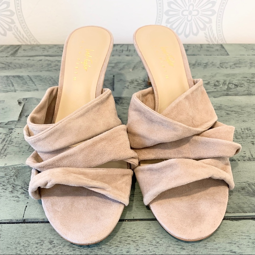Lord & Taylor shoes suede slides beige 7.5 NWOB